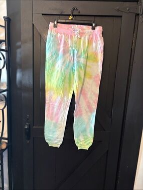 Pastel Tie-Dye Jogger Pants - Women's Multicolor Drawstring Track Pants